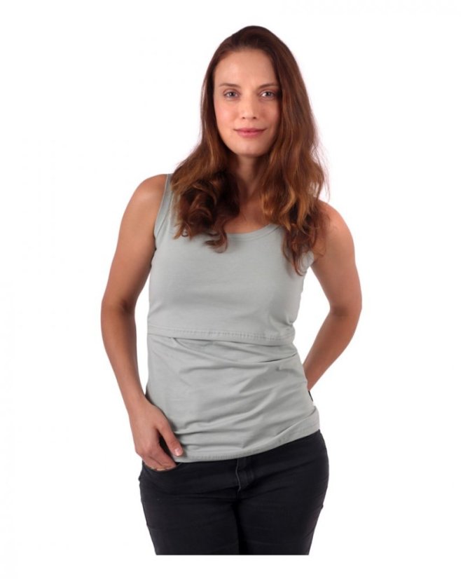 Breast-feeding T-shirt Katerina, no sleeves, olive green