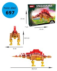 Stavebnice dinosaurus Stegosaurus (36 cm dlouhý) s pohyblivými prvky, 697 dílků