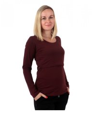 Nursing T-shirt Catherine, long sleeves, bordeaux