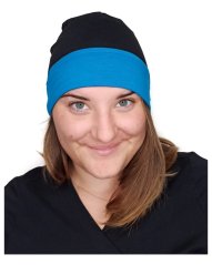 Women’s Reversible Cotton Beanie, black+ dark turquoise