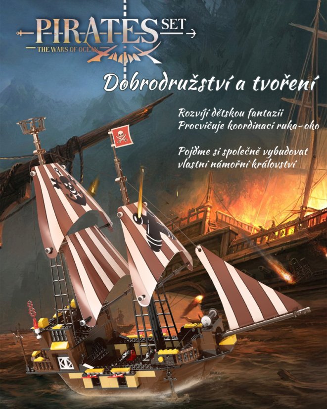 Pirátská stavebnice loď pro děti od 6 let – 509 dílků