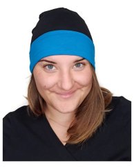 Women’s cotton cap, double-sided, black+ dark turquoise