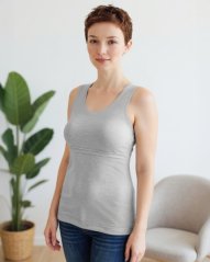 Breast-feeding T-shirt Katerina, no sleeves, grey melange