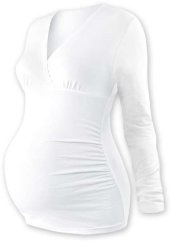 Těhotenská tunika Barbora, dlouhý rukáv, bílá