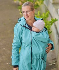 Maternity and babywearing softshell jacket Pavla 2 ( front babywearing only ), turquoise