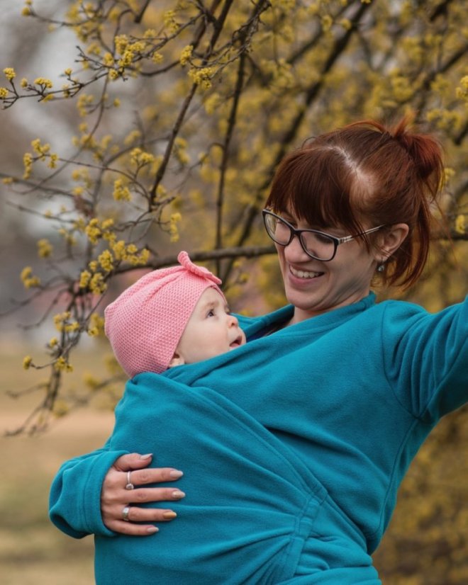 Maternity and babywearing wrapping fleece jacket Zina, PETROLEUM
