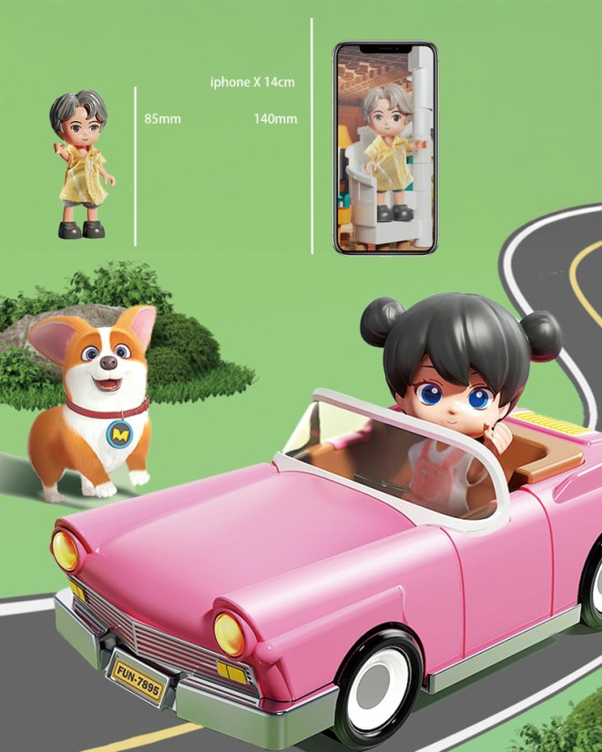 Stavebnice čtyřpatrový dům s LED a autem, 690 dílků, pro děti od 3 let