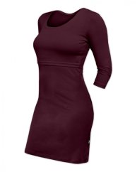 Breast-feeding dress Elena, 3/4 sleeves, bordeaux