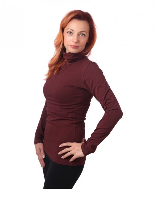 Breast-feeding roll-colar T-shirt Katerina, BORDEAUX - Size: S/M