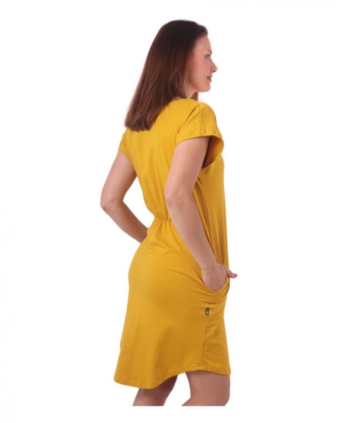 Dámské bavlněné oversized šaty s kapsami Zoe, hořčicové - Velikost: S/M