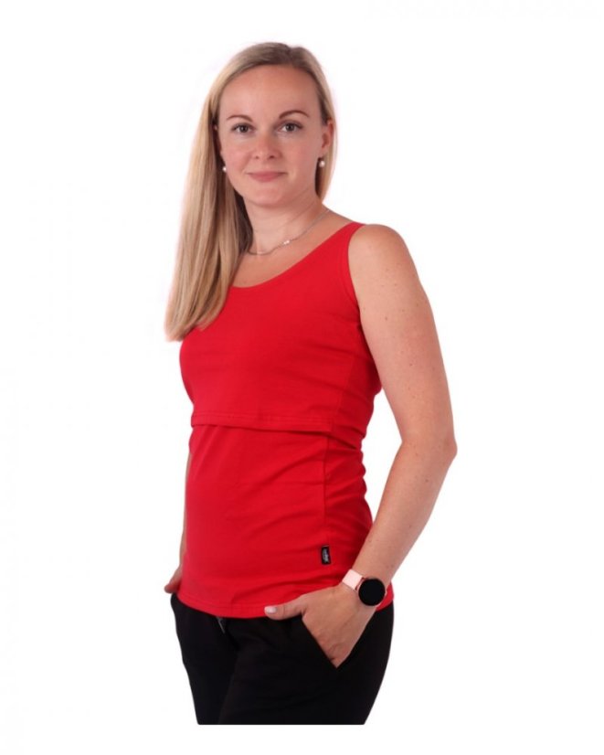 Breast-feeding T-shirt Katerina, no sleeves, RED - Size: L/XL
