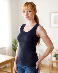 Breast-feeding T-shirt Katerina, no sleeves, DARK BLUE