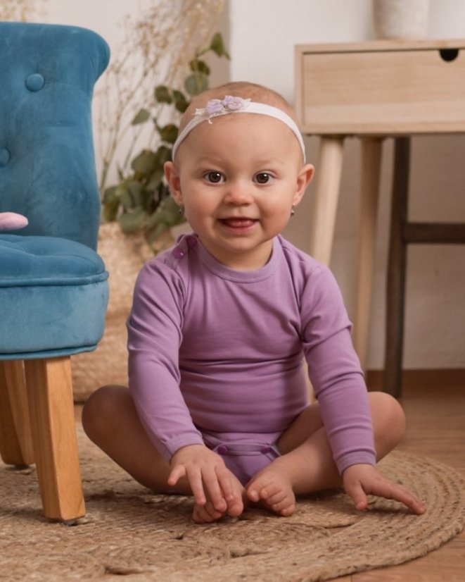 Dětské body s dlouhým rukávem – levandulově fialové