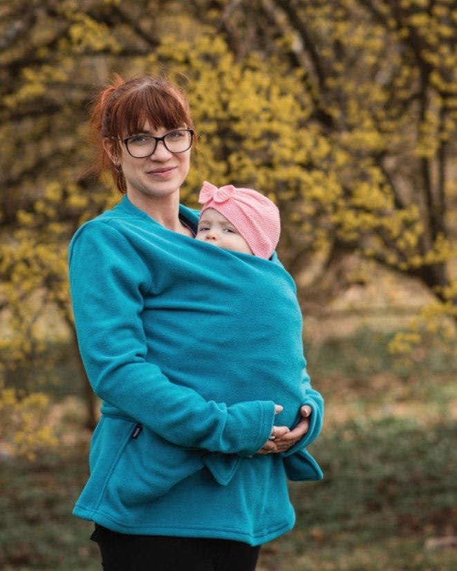 Maternity and babywearing wrapping fleece jacket Zina, PETROLEUM