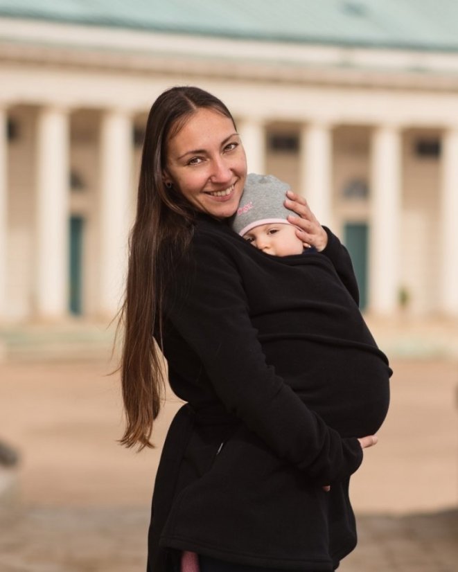 Maternity and babywearing wrapping fleece jacket Zina, black