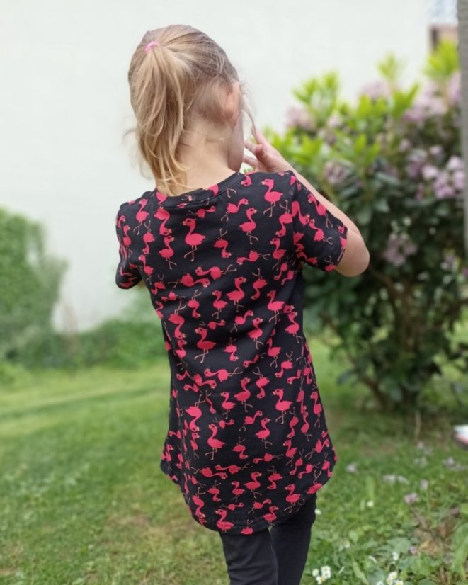 Dívčí tričko, krátký rukáv – plameňáci
