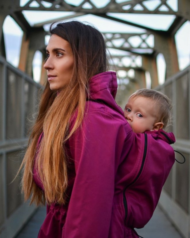 Babywearing softshell jacket Alice (front/back use) + MATERNITY INSERT, FUCHSIA - Size: S/M