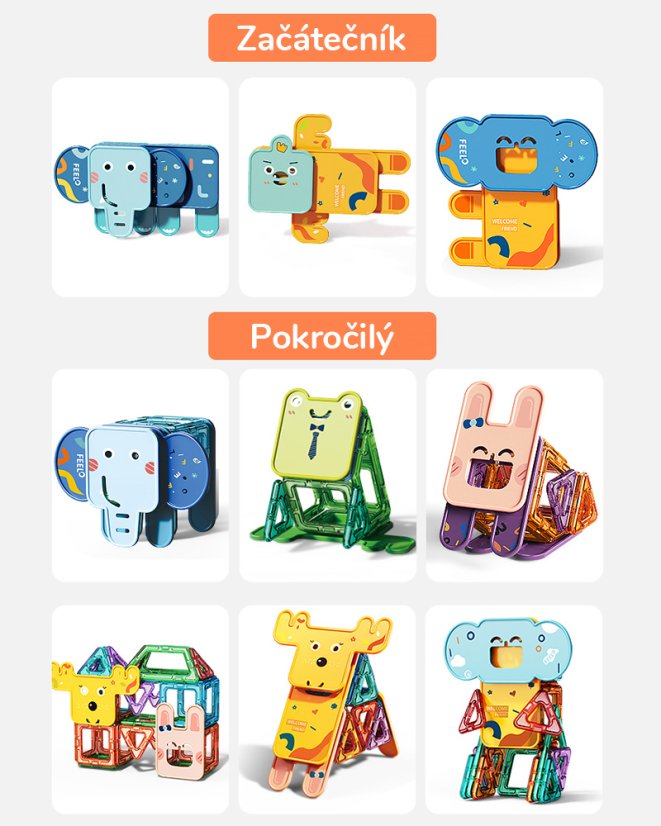 Magnetická stavebnice pro děti, zvířátka, 50 dílků