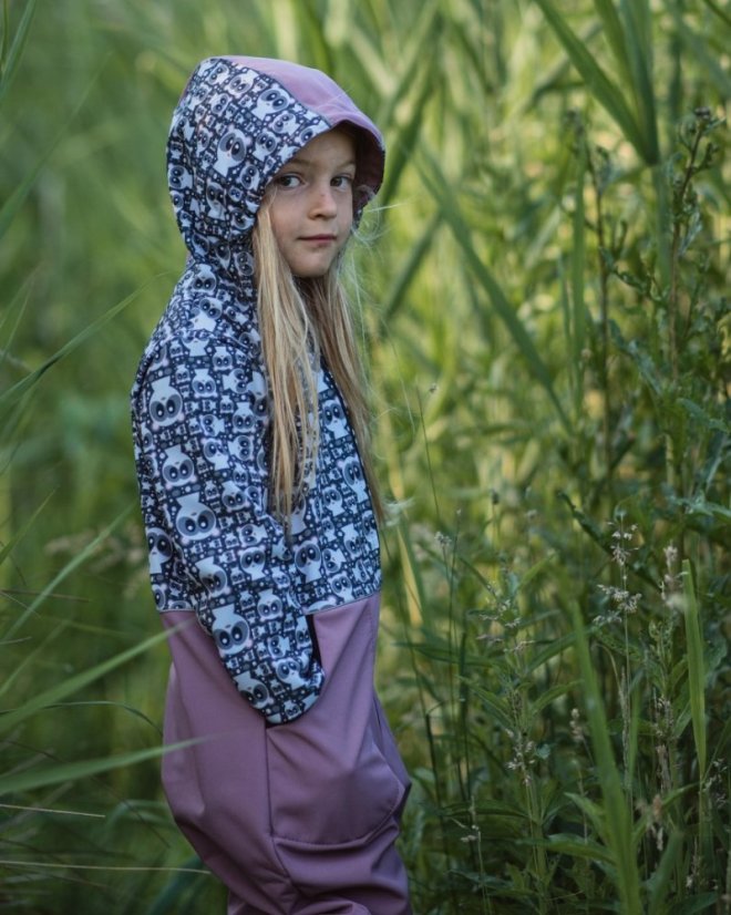 Dětská softshellová kombinéza – pandy a růžová - Velikost: 86