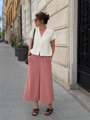 Cullotes linen women's trousers, pink