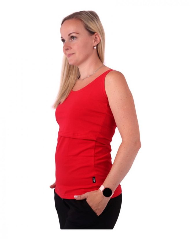 Breast-feeding T-shirt Katerina, no sleeves, RED - Size: L/XL