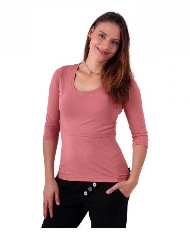 Nursing T-shirt Catherine, long sleeves – dusty pink - Size: L/XL