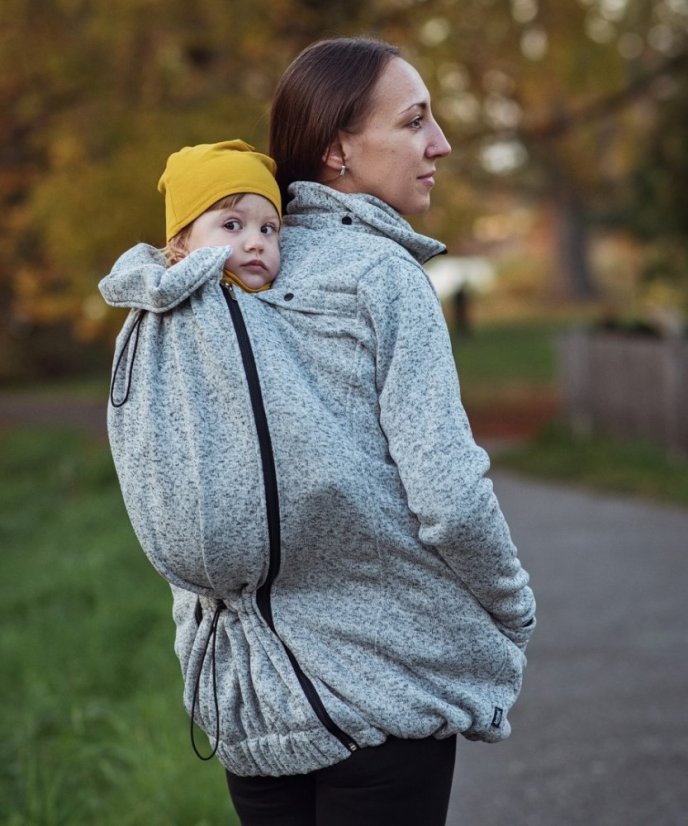 Sveter / mikina na predné aj zadné nosenie detí Lisa, sivý melír