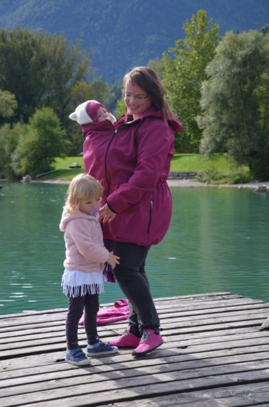 Babywearing softshell jacket Alice (front/back use) + MATERNITY INSERT, FUCHSIA - Size: S/M