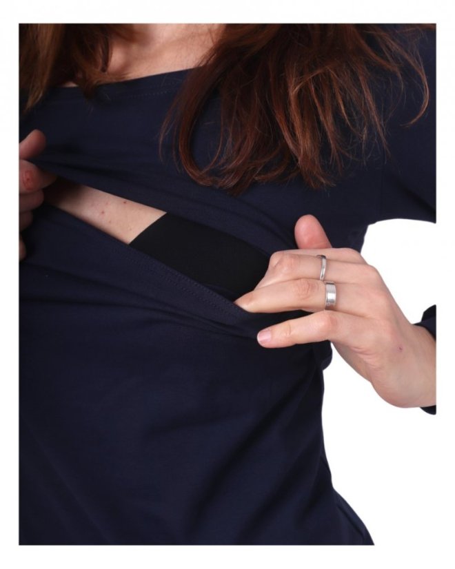 Nursing T-shirt Catherine, long sleeves – dark blue - Size: XS/S