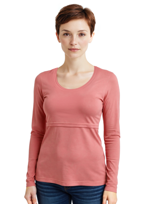 Kojicí tričko Kateřina, dlouhý rukáv – starorůžové