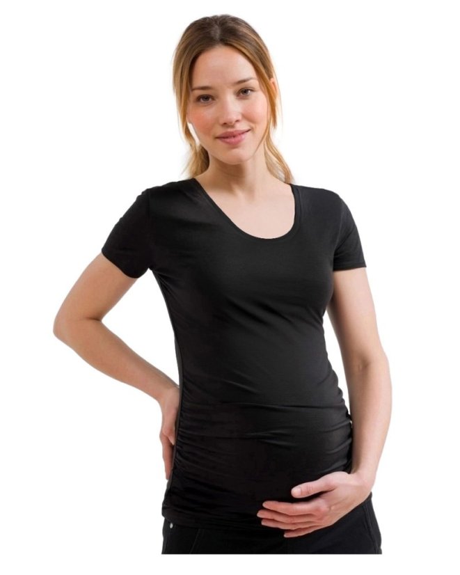 Těhotenské tričko Johanka, krátký rukáv, černé