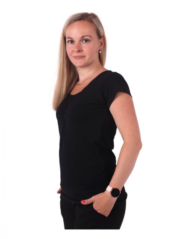Breast-feeding T-shirt Klaudie, short sleeves, BLACK
