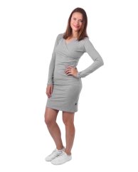 Dámske šaty (i na dojčenie) Amália, dlhý rukáv, sivý melír