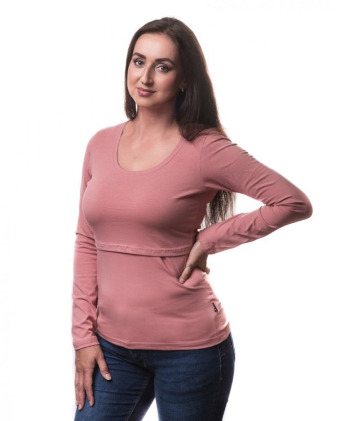 Nursing T-shirt Catherine, long sleeves – dusty pink - Size: L/XL
