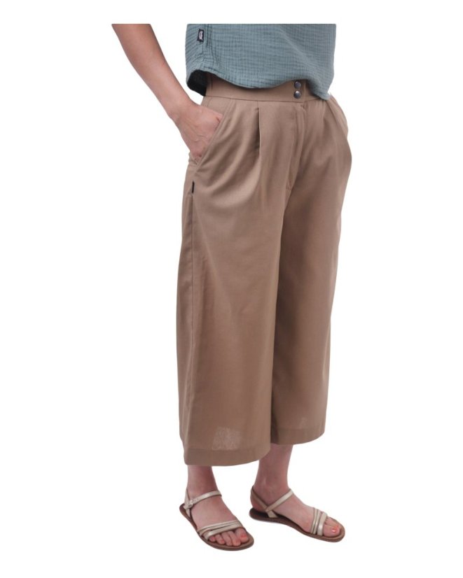 Lněné dámské  kalhoty Cullotes, pískové
