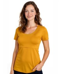 Tričko na dojčenie Katarína, krátky rukáv, horčicové