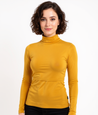 Breast-feeding roll-colar T-shirt Katerina, mustard