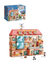 Large building blocks four-storey house with LED and car, 690 pieces, age 3+