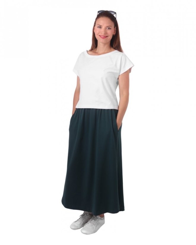 Long skirt with pockets Linda, dark green