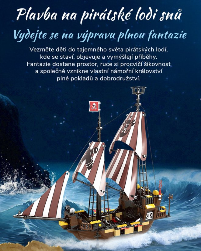 Pirátská stavebnice loď pro děti od 6 let – 509 dílků