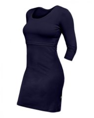 Breast-feeding dress Elena, 3/4 sleeves, dark blue