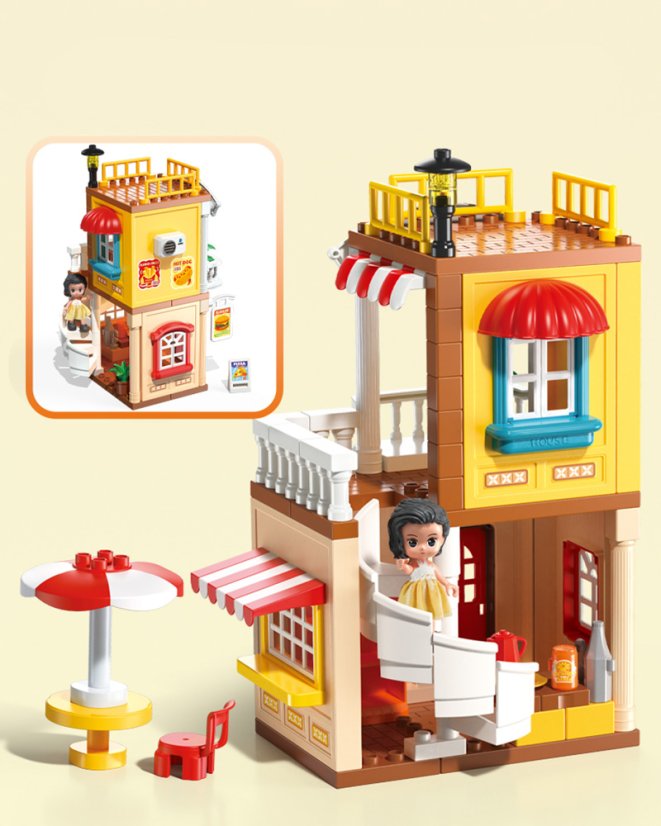 Stavebnice restaurace s autem, 115 dílků, pro děti od 3 let