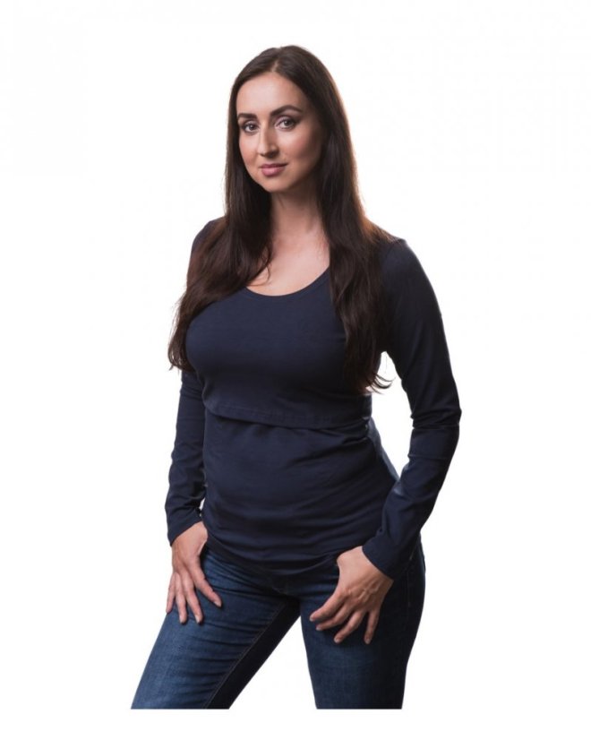 Nursing T-shirt Catherine, long sleeves – dark blue - Size: XS/S