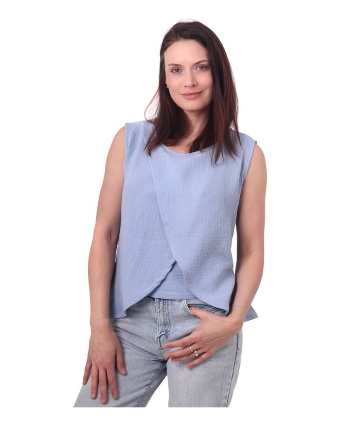 Still-Musselin-Bluse Maja, hellblau