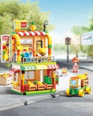 Large building blocks Fruit Shop with delivery car, 133 pieces, for kids age 3+