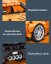 Stavebnice Technic velké závodní auto (22 cm), natahovací s interaktivními prvky, oranžové, 388 dílků