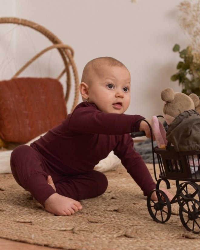 Baby bodysuit onesie, bordeaux - Size: 86