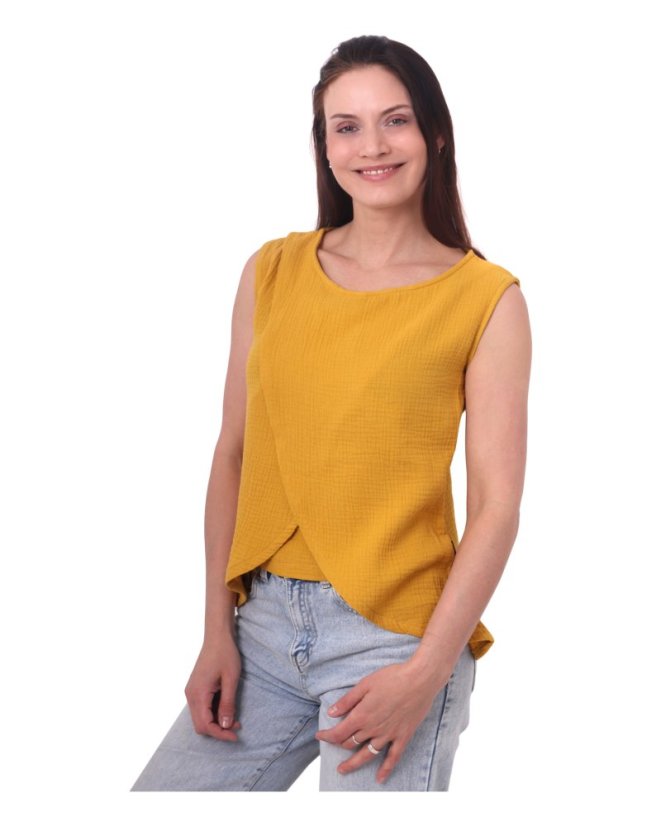 Nursing muslin top Maja, mustard