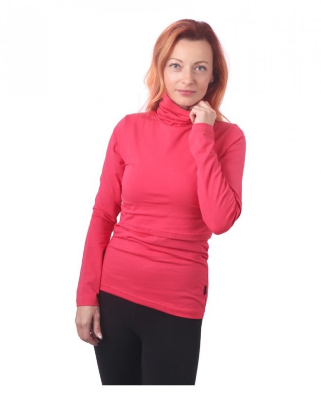 Breast-feeding roll-colar T-shirt Katerina, SALMON PINK - Size: XS/S