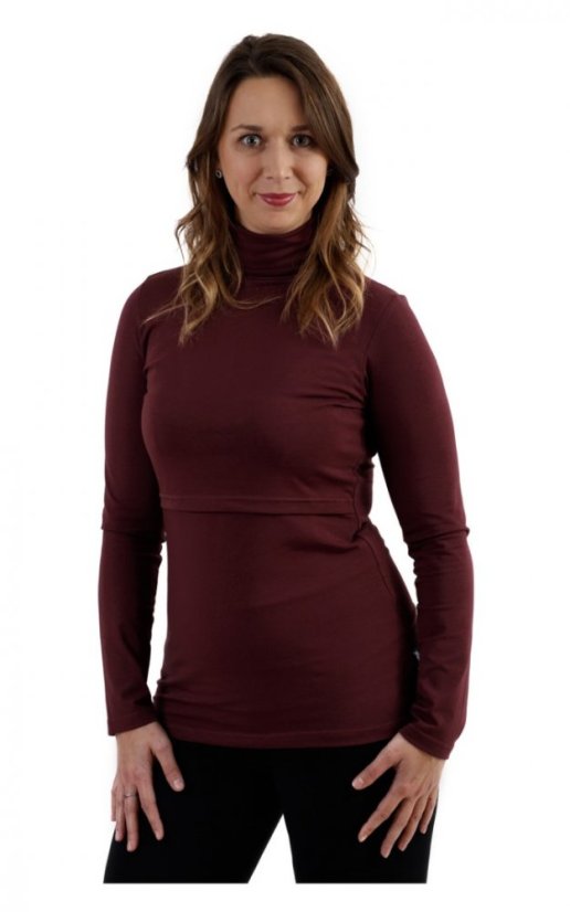 Breast-feeding roll-colar T-shirt Katerina, BORDEAUX - Size: S/M